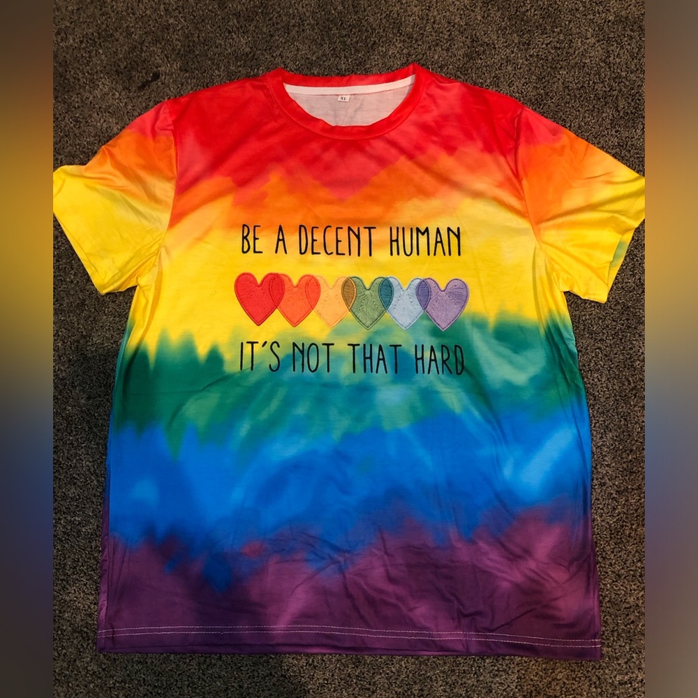 Unisex Rainbow Tie-Dye Short Sleeve Tee - Be a Decent Human